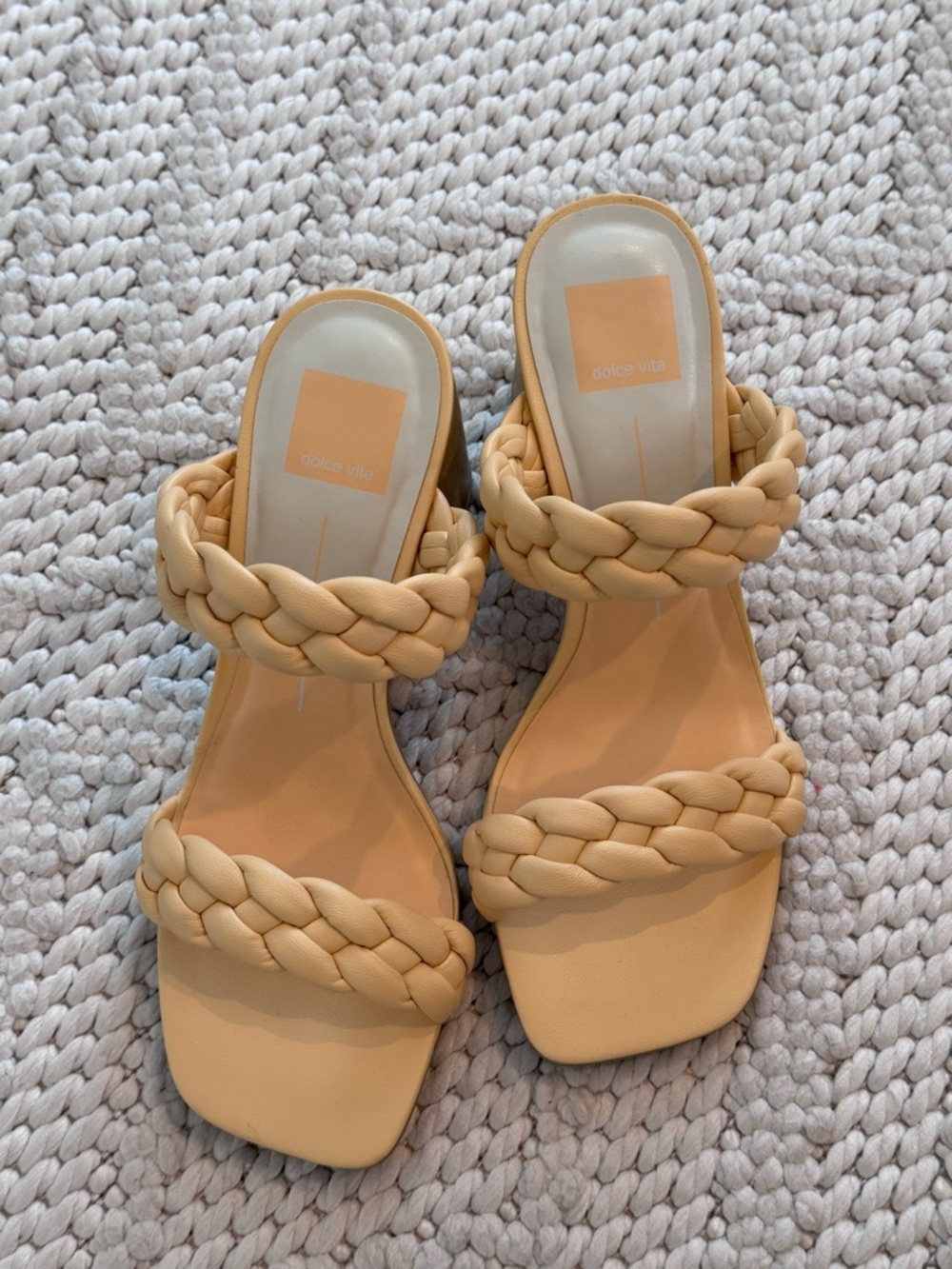 NEW Dolce Vita Soft Yellow Braided Heel Sandals 8
